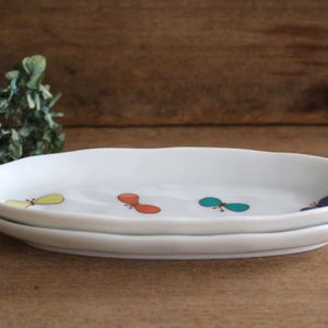 Harekutani Oval Plate Butterfly L | Kutani Ware-Detail10