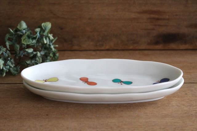 Harekutani Oval Plate Butterfly L | Kutani Ware-Detail10