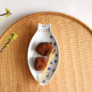 Harekutani Kitten Small Plate Blue | Kutani Ware-TOP