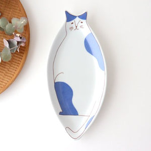 Harekutani Cat Plate Blue | Kutani Ware-TOP