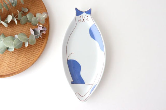 Harekutani Cat Plate Blue | Kutani Ware-TOP