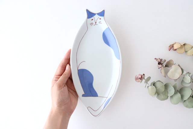 Harekutani Cat Plate Blue | Kutani Ware