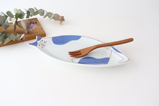 Harekutani Cat Plate Blue | Kutani Ware