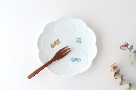 Harekutani Flower-shaped Plate Butterfly | Kutani Ware-TOP