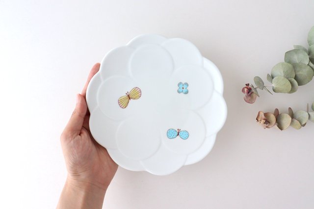 Harekutani Flower-shaped Plate Butterfly | Kutani Ware