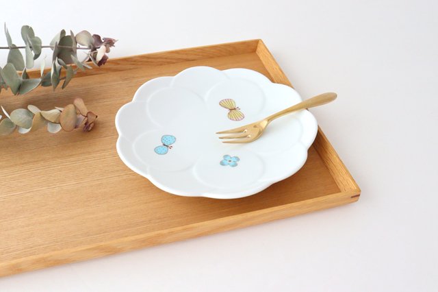 Harekutani Flower-shaped Plate Butterfly | Kutani Ware