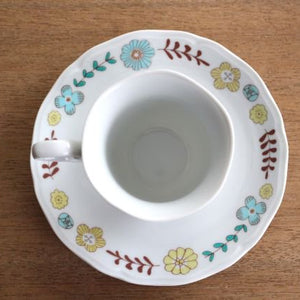Harekutani Cup and Saucer Flower and Bird | Kutani Ware-Detail2