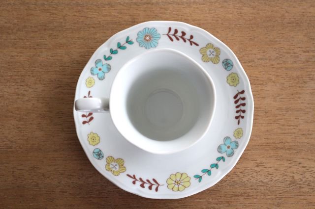 Harekutani Cup and Saucer Flower and Bird | Kutani Ware