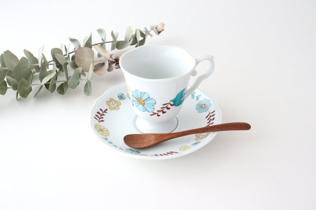 Harekutani Cup and Saucer Flower and Bird | Kutani Ware