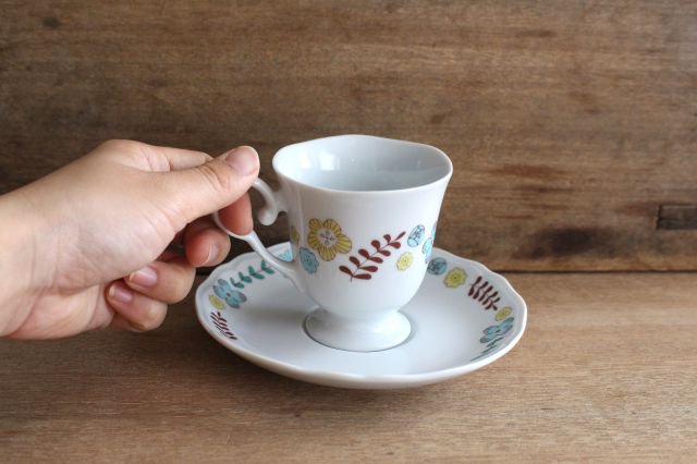 Harekutani Cup and Saucer Flower and Bird | Kutani Ware
