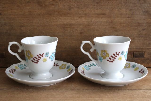Harekutani Cup and Saucer Flower and Bird | Kutani Ware