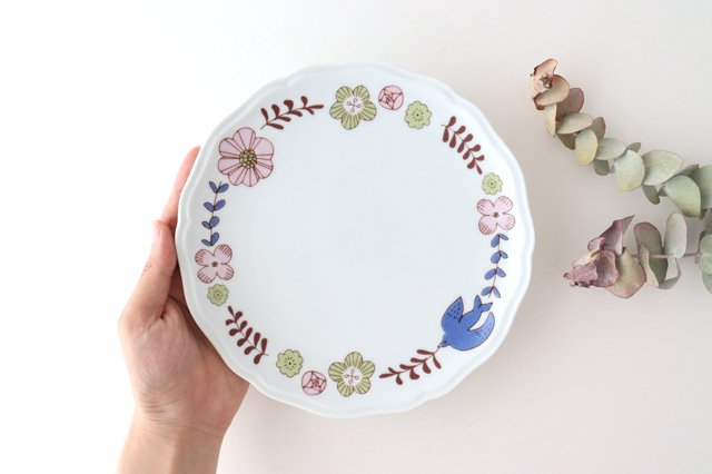 Harekutani Flower and Bird Plate Pink | Kutani Ware-Detail3