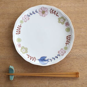 Harekutani Flower and Bird Plate Pink | Kutani Ware-Detail5