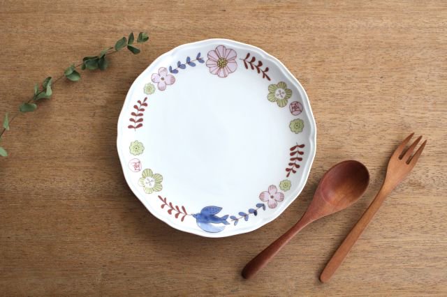 Harekutani Flower and Bird Plate Pink | Kutani Ware