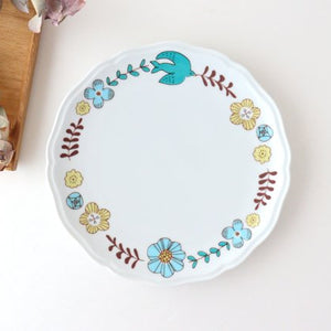 Harekutani Flower and Bird Plate Blue | Kutani Ware-TOP