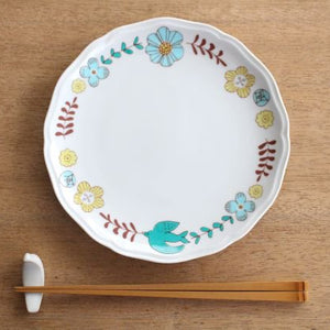 Harekutani Flower and Bird Plate Blue | Kutani Ware-Detail4