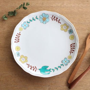 Harekutani Flower and Bird Plate Blue | Kutani Ware-Detail7