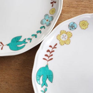 Harekutani Flower and Bird Plate Blue | Kutani Ware-Detail8