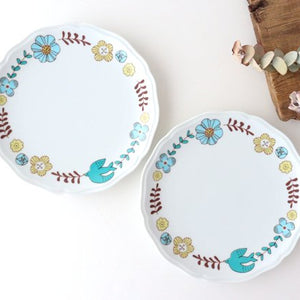 Harekutani Flower and Bird Plate Blue | Kutani Ware-Detail9