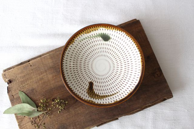 Brown-rimmed Round Plate Tobikanna 15cm/5.9in | Koishiwara Ware