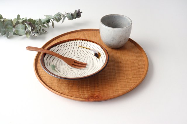 Brown-rimmed Round Plate Tobikanna 15cm/5.9in | Koishiwara Ware