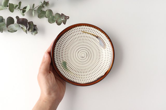 Brown-rimmed Round Plate Tobikanna 15cm/5.9in | Koishiwara Ware