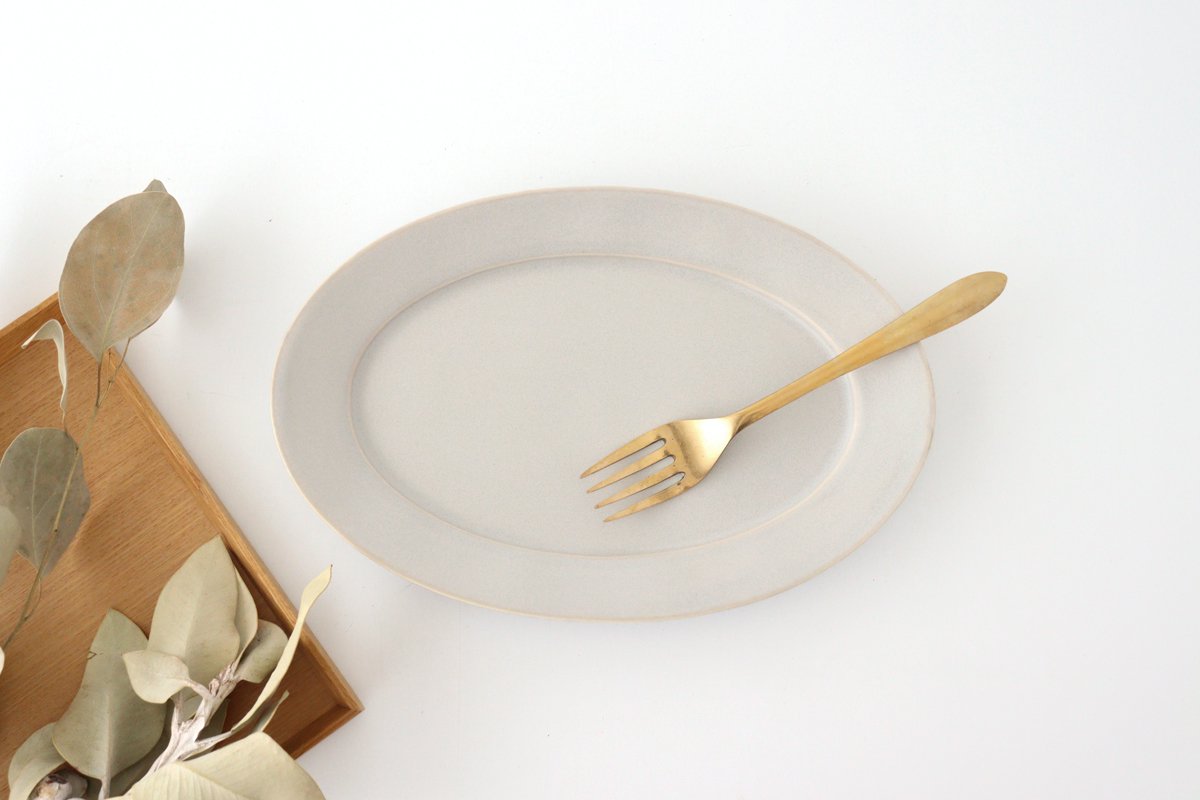 Koyo Kiln Oval Plate Sherbet Gray L | Arita Ware
