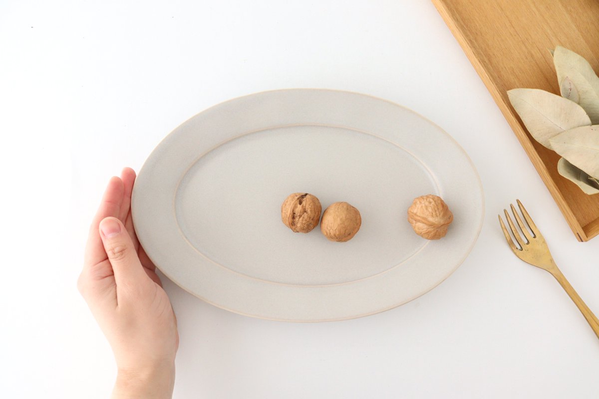 Koyo Kiln Oval Plate Sherbet Gray L | Arita Ware