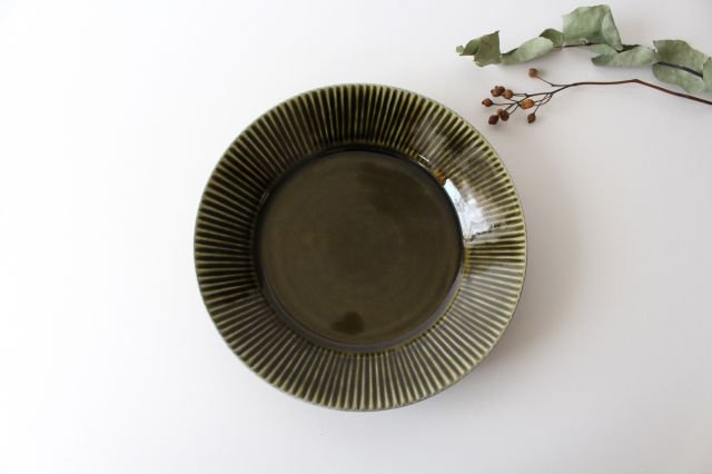 Koyo Kiln Round Plate Shinogi Olive 21cm/8.3in| Arita Ware