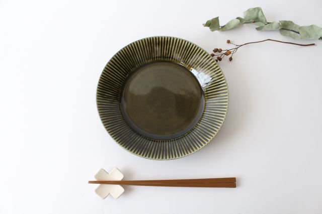 Koyo Kiln Round Plate Shinogi Olive 21cm/8.3in| Arita Ware