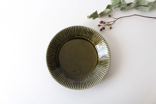 Koyo Kiln Round Deep Plate Shinogi Olive 16.5cm/6.5in | Arita Ware-TOP