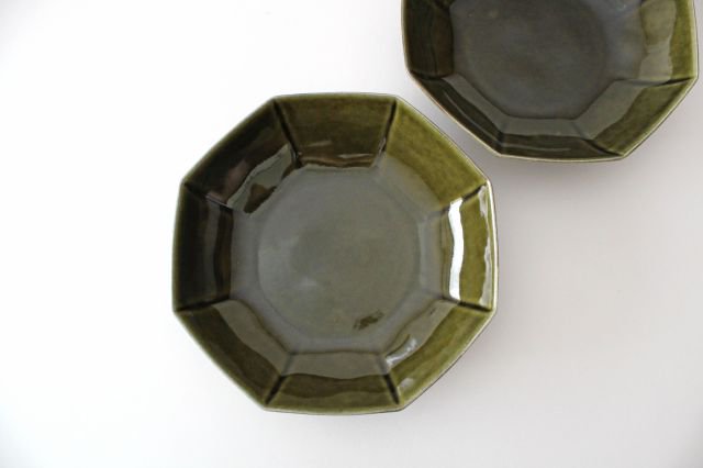 Koyo Kiln Octagonal Flat Bowl Olive | Serving Bowl Arita Ware