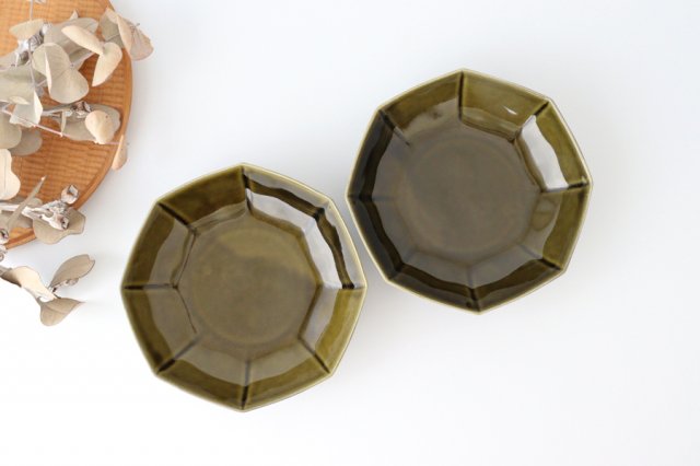 Koyo Kiln Octagonal Flat Bowl Olive | Serving Bowl Arita Ware