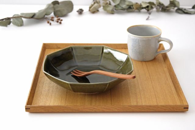 Koyo Kiln Octagonal Flat Bowl Olive | Serving Bowl Arita Ware
