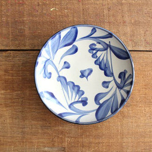 Toshin Kiln Round Plate Blue Arabesque 15cm/5.9in | Tsuboya Ware Yachimun-TOP