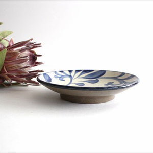 Toshin Kiln Round Plate Blue Arabesque 15cm/5.9in | Tsuboya Ware Yachimun-Detail2