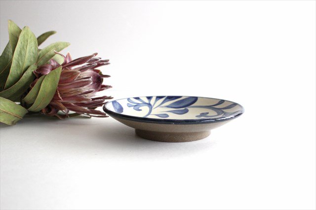 Toshin Kiln Round Plate Blue Arabesque 15cm/5.9in | Tsuboya Ware Yachimun-Detail2