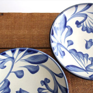 Toshin Kiln Round Plate Blue Arabesque 15cm/5.9in | Tsuboya Ware Yachimun-Detail4