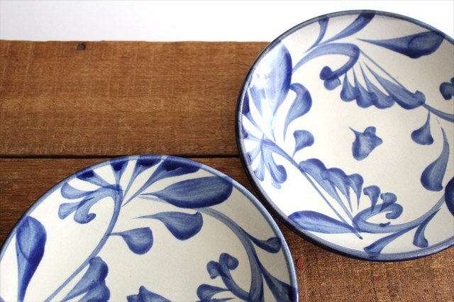 Toshin Kiln Round Plate Blue Arabesque 15cm/5.9in | Tsuboya Ware Yachimun-Detail4