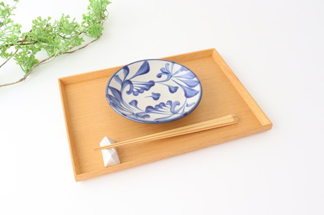 Toshin Kiln Round Plate Blue Arabesque 15cm/5.9in | Tsuboya Ware Yachimun-Detail5