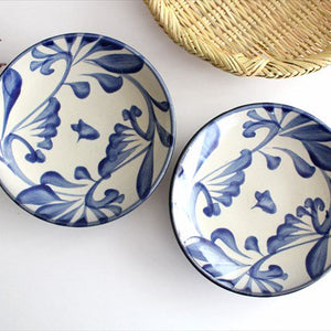 Toshin Kiln Round Plate Blue Arabesque 15cm/5.9in | Tsuboya Ware Yachimun-Detail6