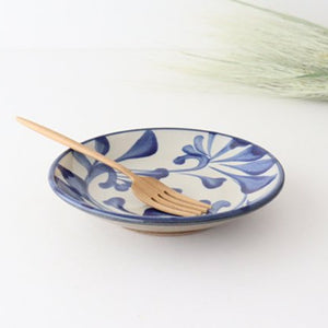 Toshin Kiln Round Plate Blue Arabesque 15cm/5.9in | Tsuboya Ware Yachimun-Detail7