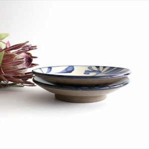 Toshin Kiln Round Plate Blue Arabesque 15cm/5.9in | Tsuboya Ware Yachimun-Detail8