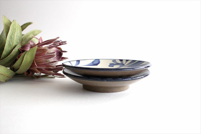 Toshin Kiln Round Plate Blue Arabesque 15cm/5.9in | Tsuboya Ware Yachimun-Detail8