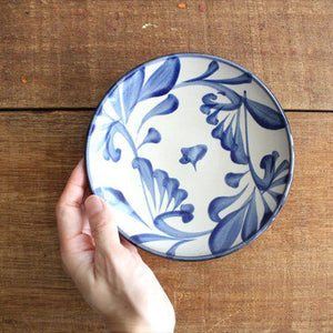 Toshin Kiln Round Plate Blue Arabesque 15cm/5.9in | Tsuboya Ware Yachimun-Detail9