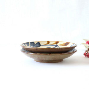 Toshin Kiln Round Plate Blue&Brown Arabesque 15cm/5.9in | Tsuboya Ware Yachimun-Detail3