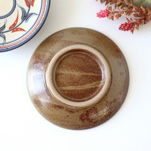 Toshin Kiln Round Plate Red Bougainvillea 15cm/5.9in | Tsuboya Ware Yachimun-Detail2