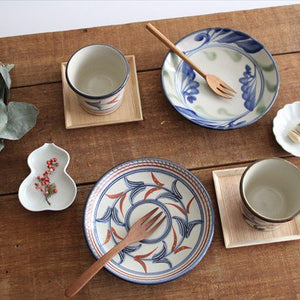 Toshin Kiln Round Plate Red Bougainvillea 15cm/5.9in | Tsuboya Ware Yachimun-Detail11