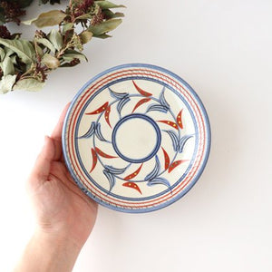 Toshin Kiln Round Plate Red Bougainvillea 15cm/5.9in | Tsuboya Ware Yachimun-Detail3