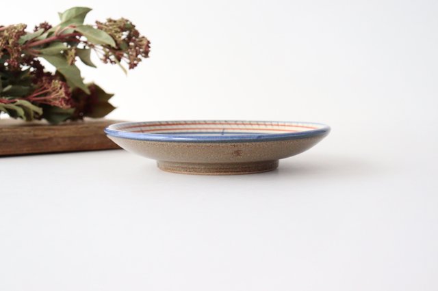 Toshin Kiln Round Plate Red Bougainvillea 15cm/5.9in | Tsuboya Ware Yachimun-Detail4